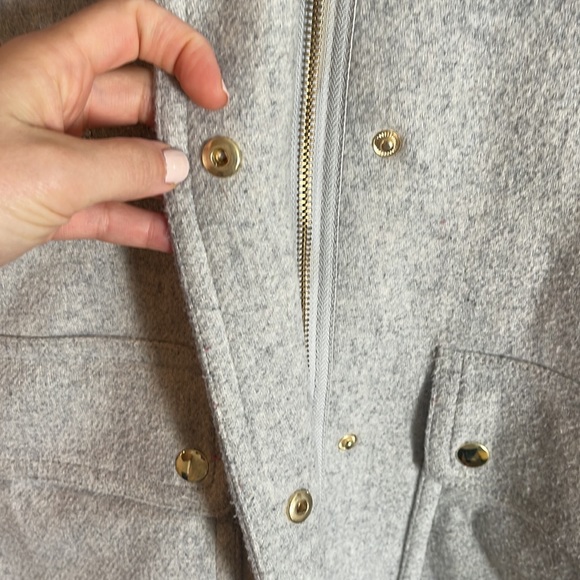 J. CREW $268 GRAY WOOL BLEND FAUX FUR TRIM VAIL PARKA SZ 0 - Picture 6 of 8